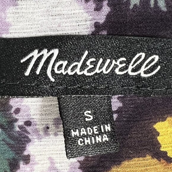 Madewell Womens S Wrap Style Blouse Burgundy Gold 3/4 Sleeve Bloomcore 70s Top - Picture 13 of 16